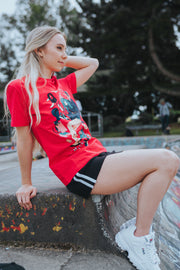 Red shirt, Girl who is obsessed with shoes and the newest Hype gear with bibi cat
