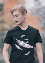 Black shirt inspired by Haikyuu crow feathers