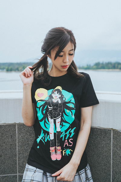 New Look anime girl print tshirt in mid black  ASOS